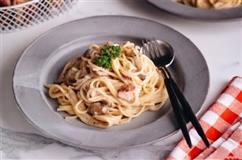 Mỳ Ý Sốt Kem Nấm Thịt Xông Khói